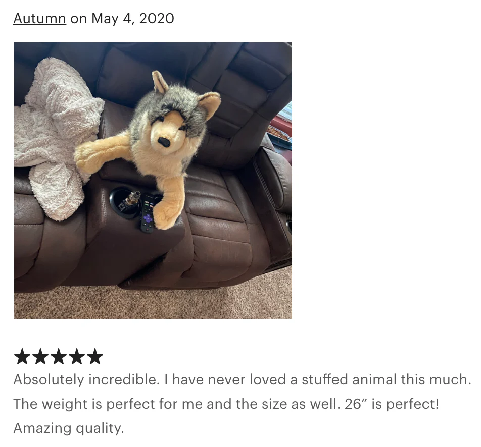 Weighted Wolf Plush — 26" (21" body), Ultra-Plush & Hug-Weighted - Image 12